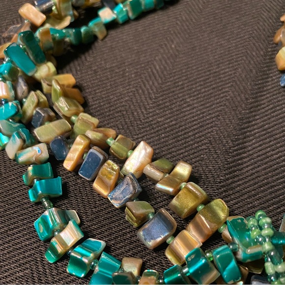 Multi-strand Necklace with Shell Pendent - Picture 3 of 5